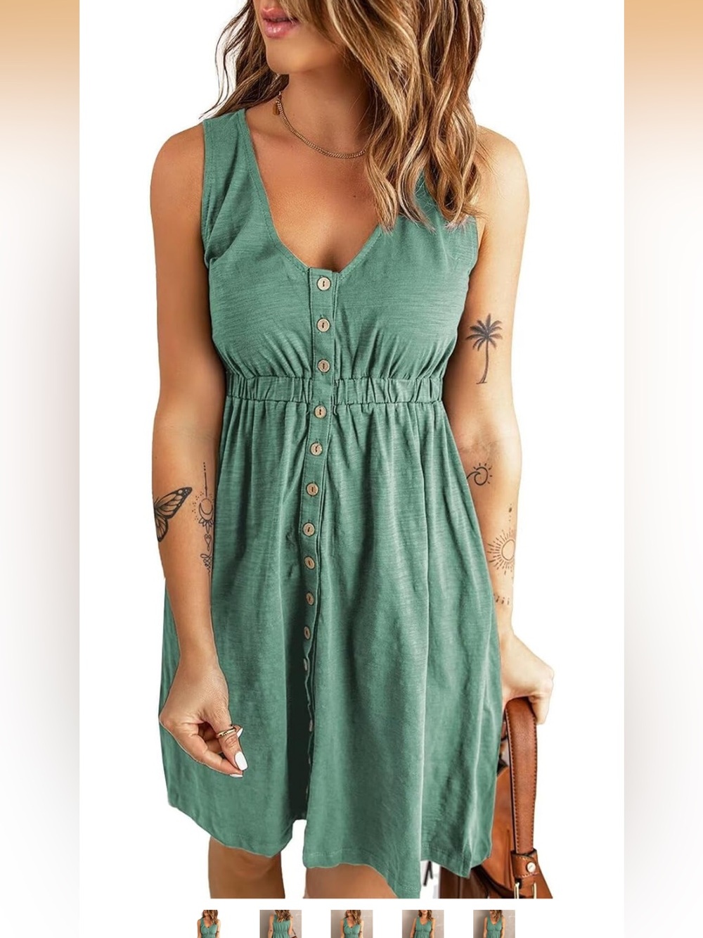 Aqua green-Button Front Summer Dress 💙✨ – L– Soft Jersey Knit with pockets!